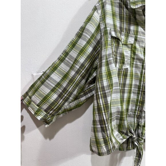 Apple Bottoms Women Green Plaid Button Up Western Shirt Long Roll Tap Sleeve 3XL - Picture 4 of 15